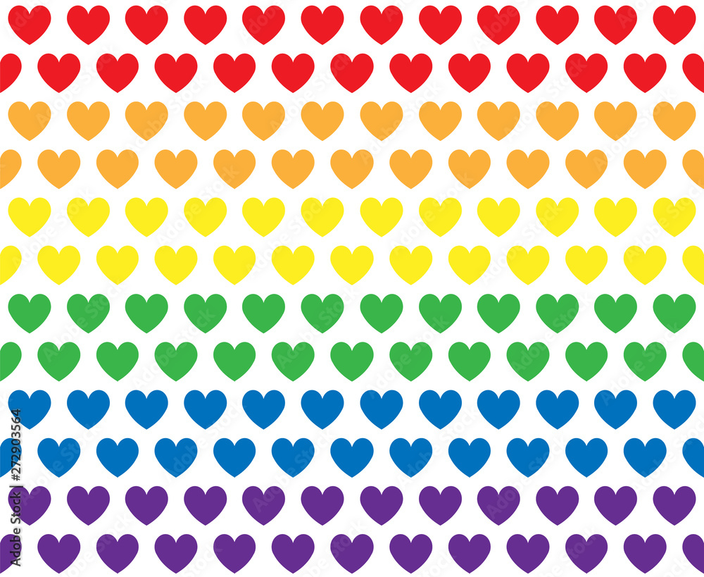 Vector seamless pattern of lgbt rainbow hearts isolated on white background Vector seamless pattern of lgbt rainbow hearts isolated on white background