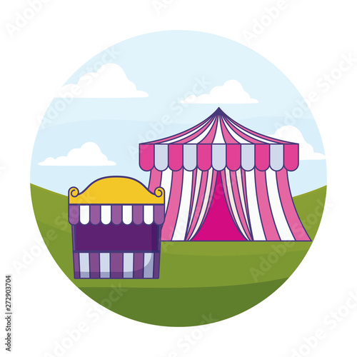 circus tents carnival in frame circular