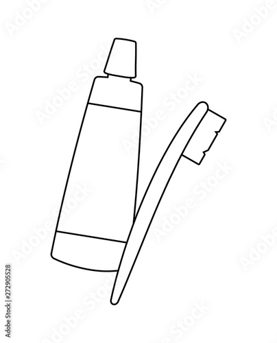 cream tube with toothbrush isolated icon