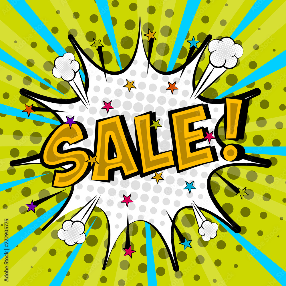 Comic bubble chat sale with halftone background - Vector