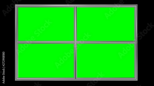 Aluminum window frame. Green screen . 3d rendering photo