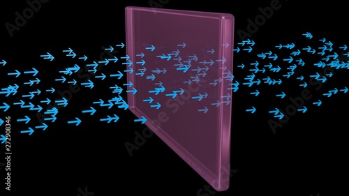 Billede på lærred Ultraviolet light rays penetrate surface . 3d render