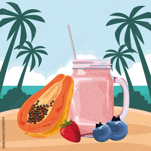 tropical fruit and smoothie drink