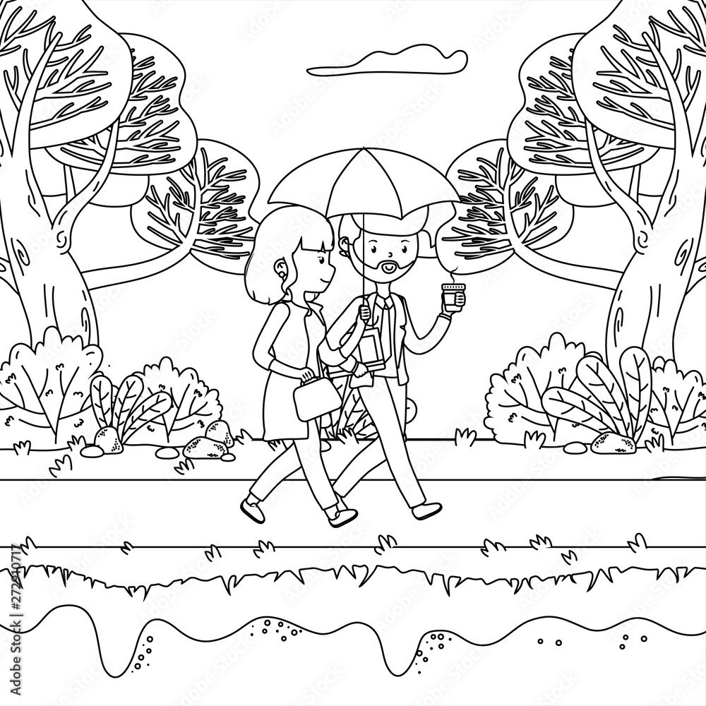 Couple of woman and man cartoon design Couple of woman and man cartoon design