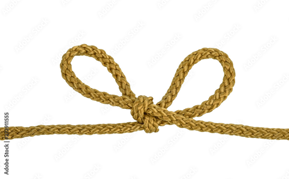 Twine rope or Jute Rope with bow Knot isolated on White Background