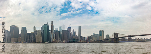 Panoramic view of Manhattan skyscrapers, New York city, sunny spring day © Rawf8