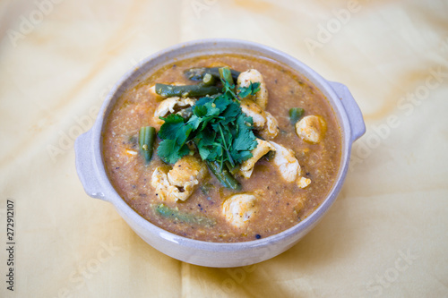 Chicken Curry Dish with green peas