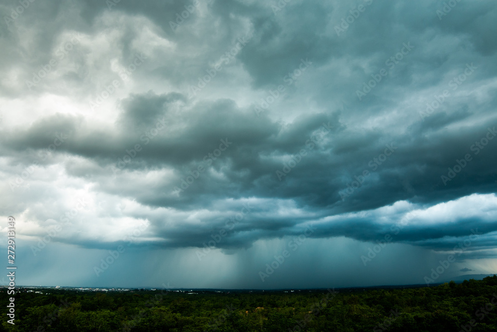 thunder storm sky Rain clouds .