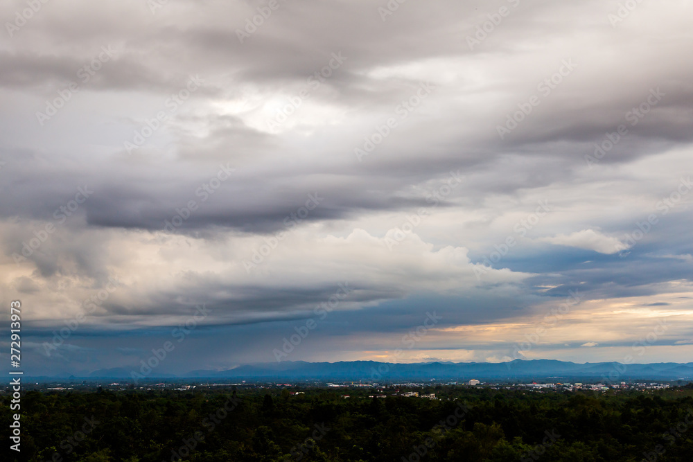 Fototapeta premium thunder storm sky Rain clouds .