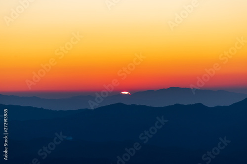 colorful dramatic sky with cloud at sunset. on river