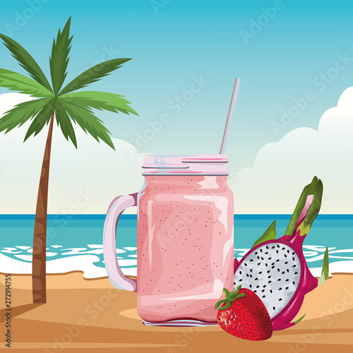 tropical fruit and smoothie drink