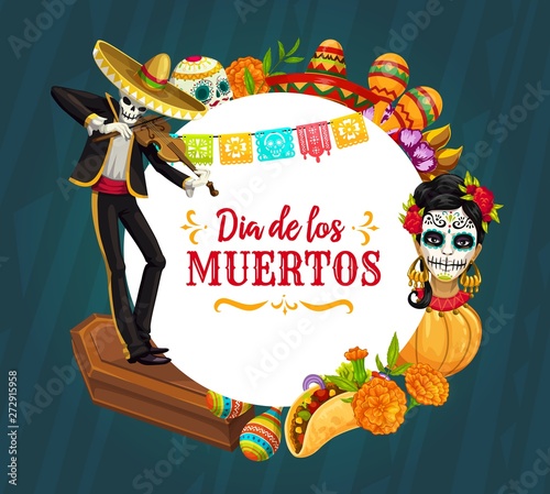 Mexican holiday sugar skull, skeleton. Day of Dead