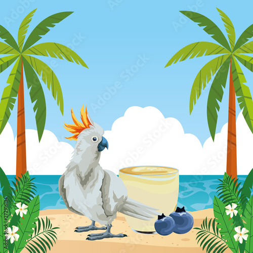 summer beach and vacation cartoon