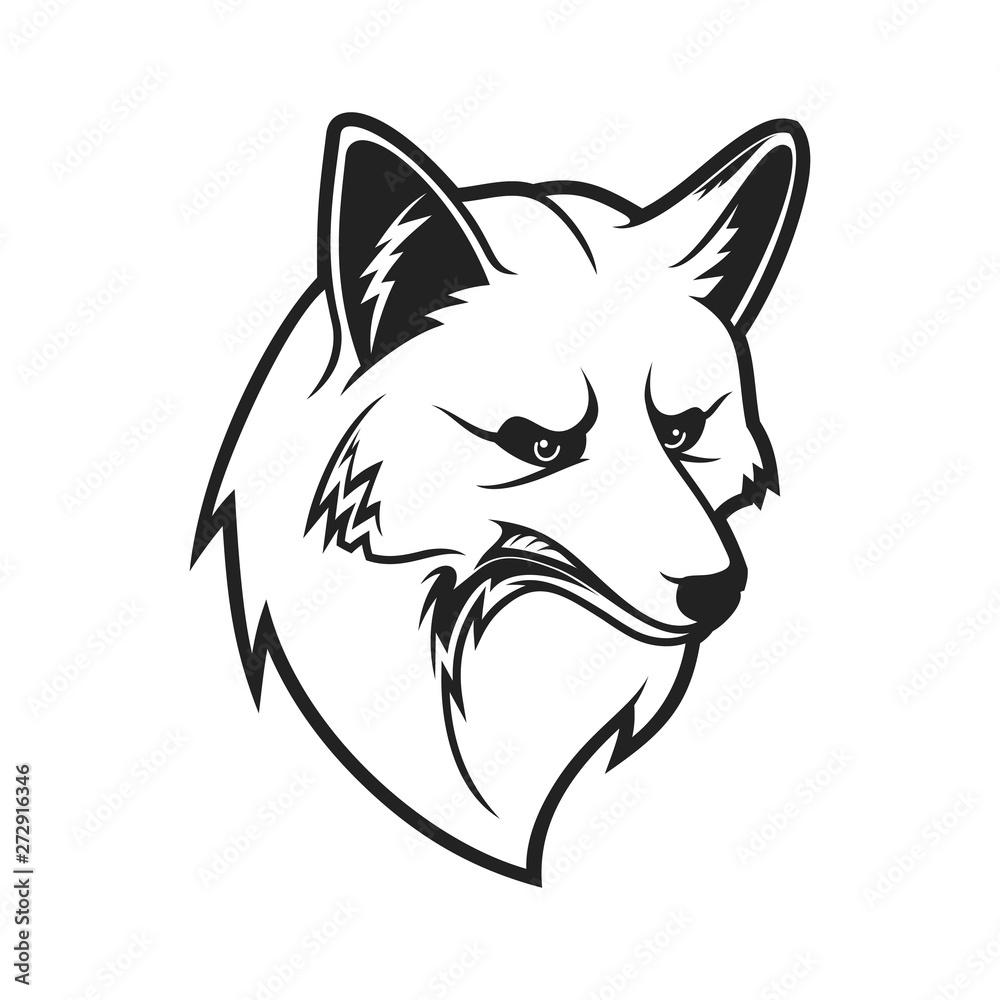 Fox head, outline wild animal muzzle icon Fox head, outline wild animal muzzle icon