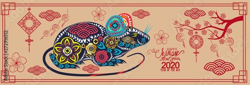 Happy new year, rat 2020, Chinese new year greetings, Year of rat