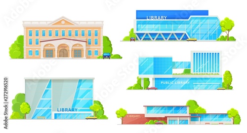 Library modern buildings isolated facade exteriors