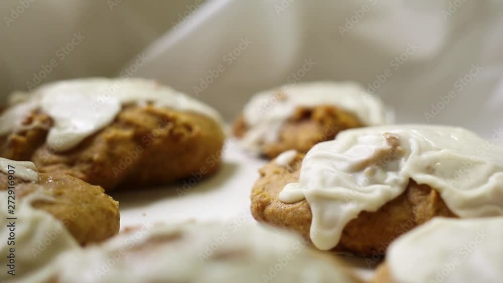 Yummy warm pumpkin cookies with icing Yummy warm pumpkin cookies with icing