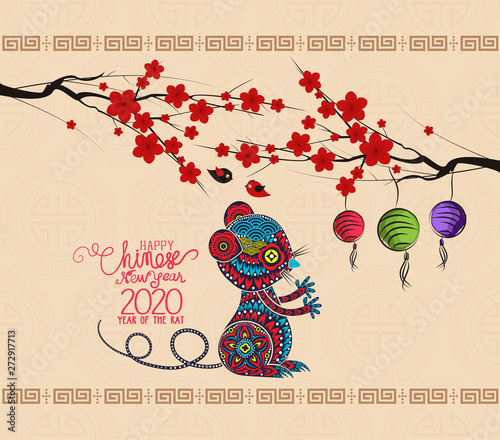 Chinese new year 2020 background with rat