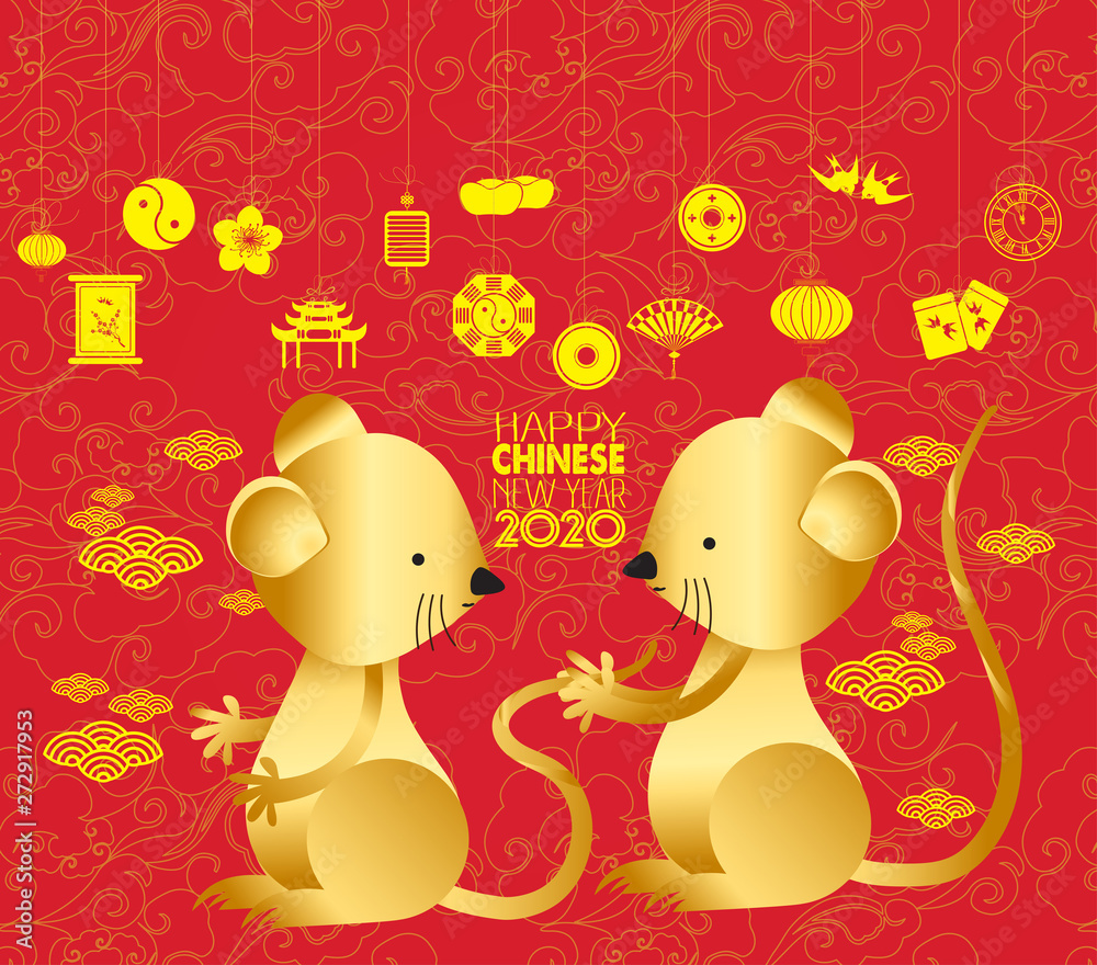 Oriental Happy Chinese New Year 2020. Year of the rat design Oriental Happy Chinese New Year 2020. Year of the rat design