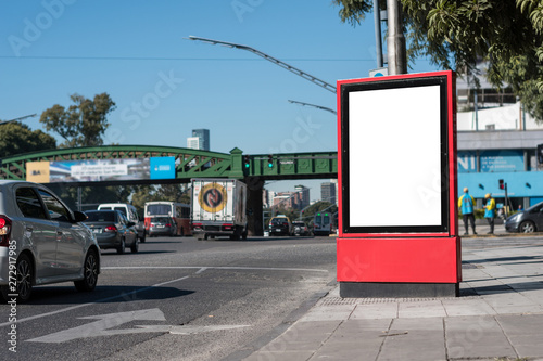 Mockup of white billboard on the street