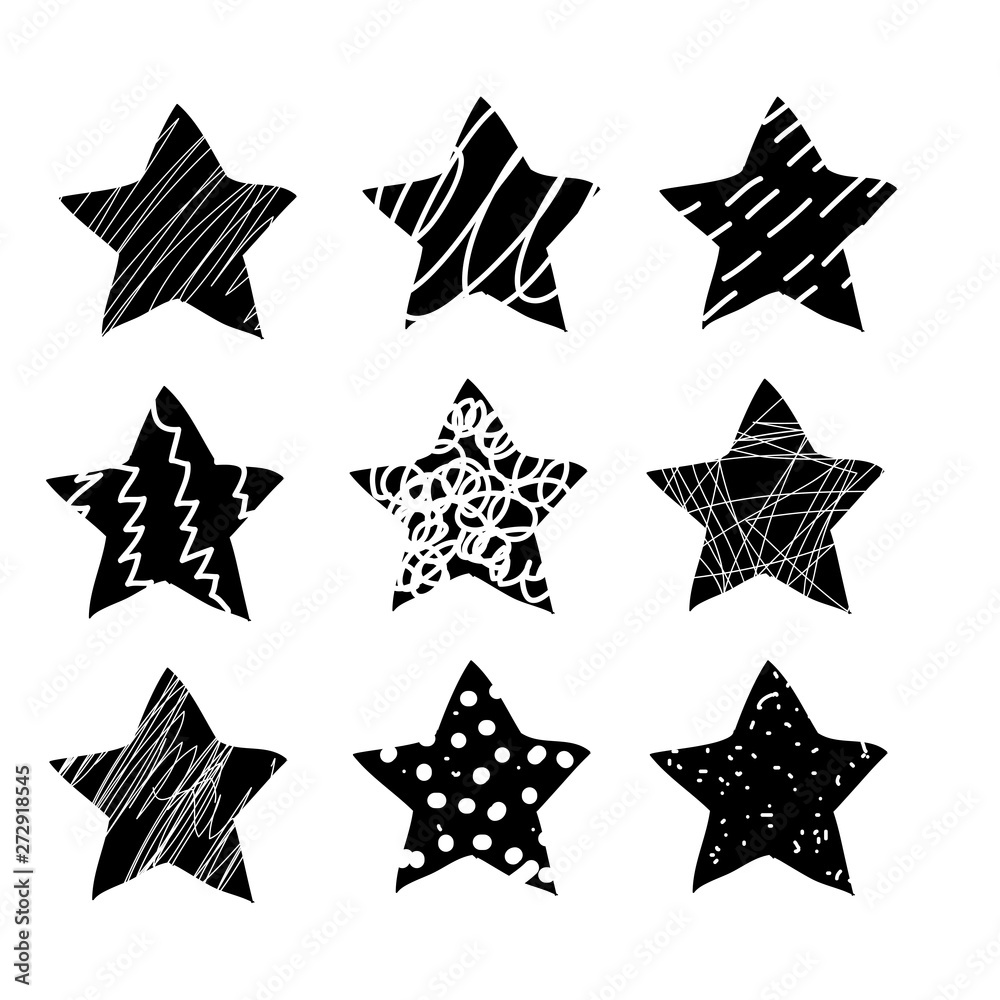 collection of hand drawn stars in doodle style. Could be used for pattern or standalone element. vector collection of hand drawn stars in doodle style. Could be used for pattern or standalone element. vector