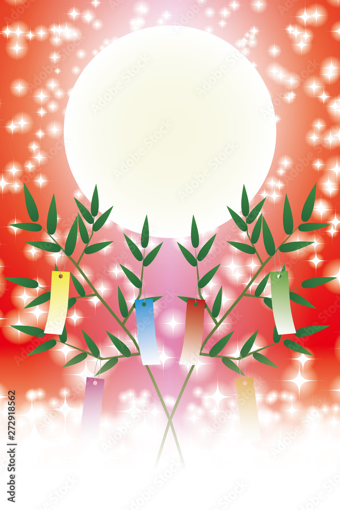 Background Wallpaper Vector Illustration Design Image Japan China Asia Free Size 背景 壁紙 ベクター イラスト デザイン 無料 無料素材 バックグラウンド フリー素材 イメージ 和風素材 日本 七夕祭り 笹飾り キラキラ 星屑 天の川 星空 短冊