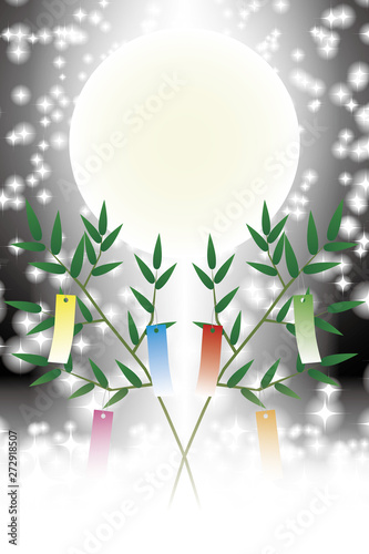 #Background #wallpaper #Vector #Illustration #design #image #Japan #china #Asia #free_size #背景 #壁紙 #ベクター #イラスト #デザイン #無料 #無料素材 #バックグラウンド #フリー素材 #イメージ #和風素材 #日本 七夕祭り,竹飾り,キラキラ,星屑,天の川,夜空,星空,短冊,満月,笹の葉