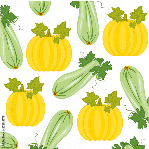 Vector illustration vegetables melon and marrow decorative pattern