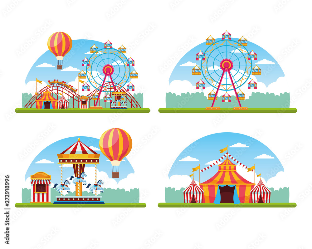Circus festival fair set of scenery Circus festival fair set of scenery