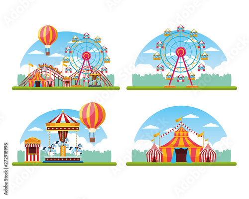Circus festival fair set of scenery
