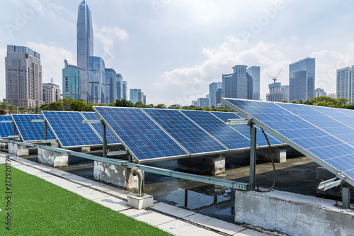 Photography Solar and modern city skyline