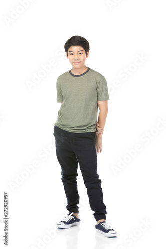 Portrait of look good asian kid isolated on white background.