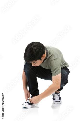 Portrait of look good asian kid isolated on white background.