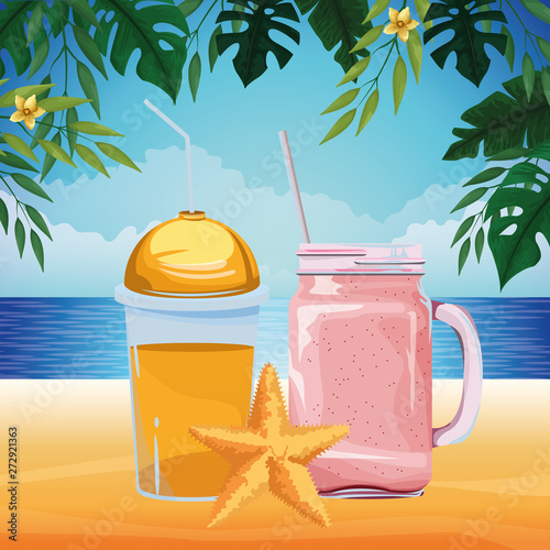 summer beach and vacation cartoon