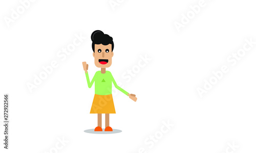 2D flat vector illustration of lady 