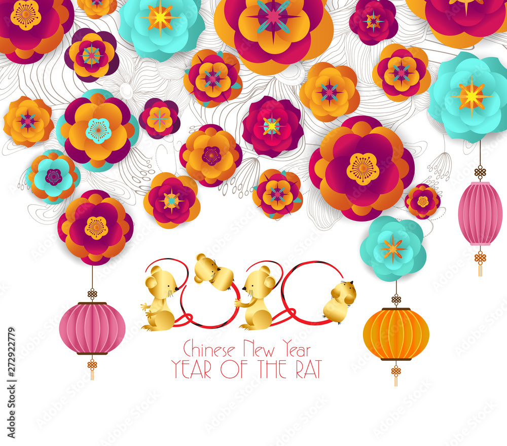 Happy Chinese new year 2020, year of the rat with cute cartoon rat. Chinese wording translation happy Chinese new year Happy Chinese new year 2020, year of the rat with cute cartoon rat. Chinese wording translation happy Chinese new year