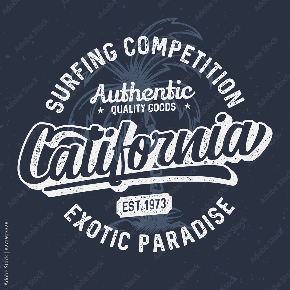 California Furfing Competition - Vintage Tee Design For Printing