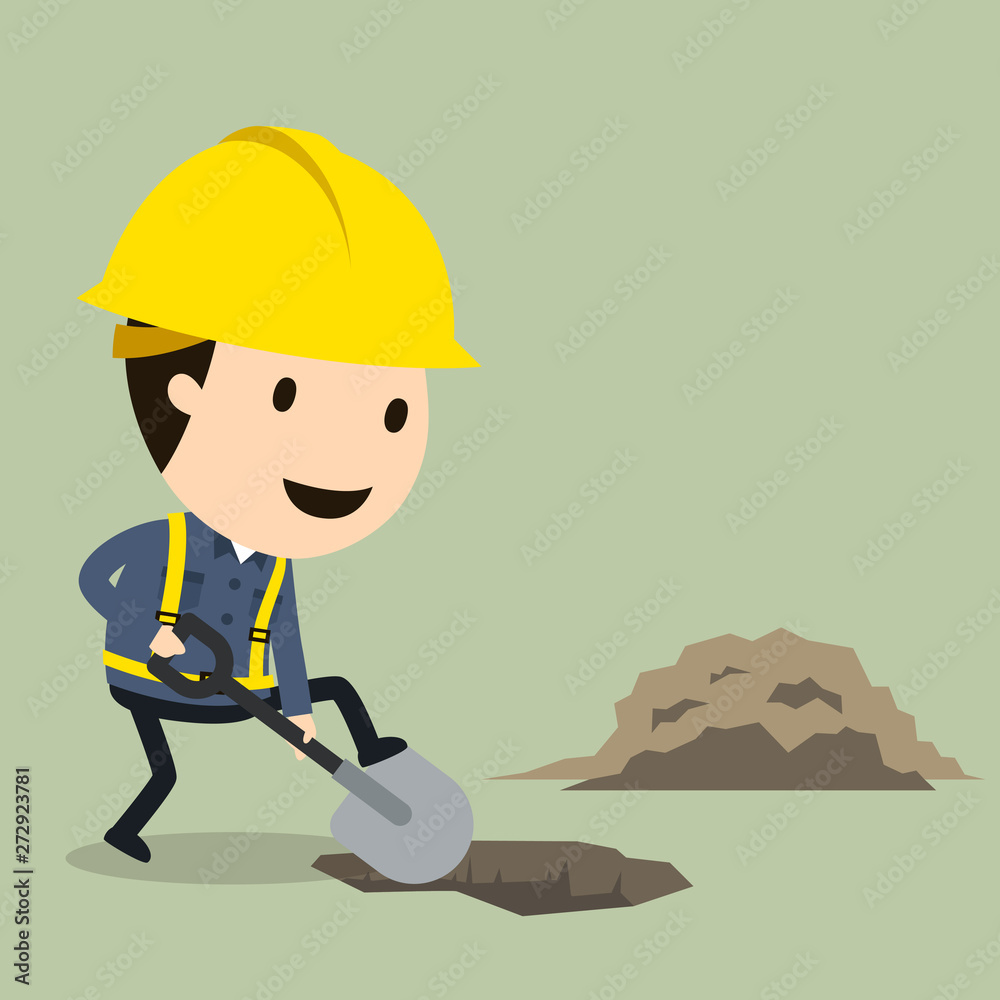 Dig up the ground, Vector illustration, Safety and accident, Industrial  safety cartoon Stock Vector | Adobe Stock