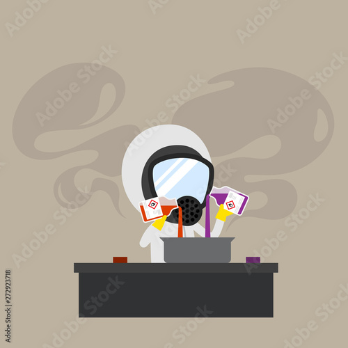 Treat chemicals, Vector illustration, Safety and accident, Industrial safety cartoon