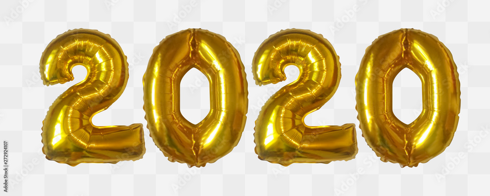 Naklejka Wektor realistyczne 2020 złote balony