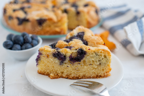 home made blueberry vanilla cake with apricots