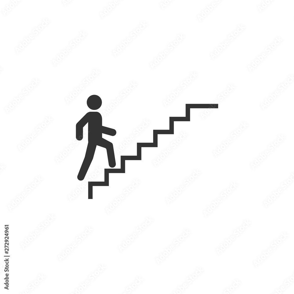Man on stairs going up. People icon. Vector icon for apps and websites. Man on stairs going up. People icon. Vector icon for apps and websites.