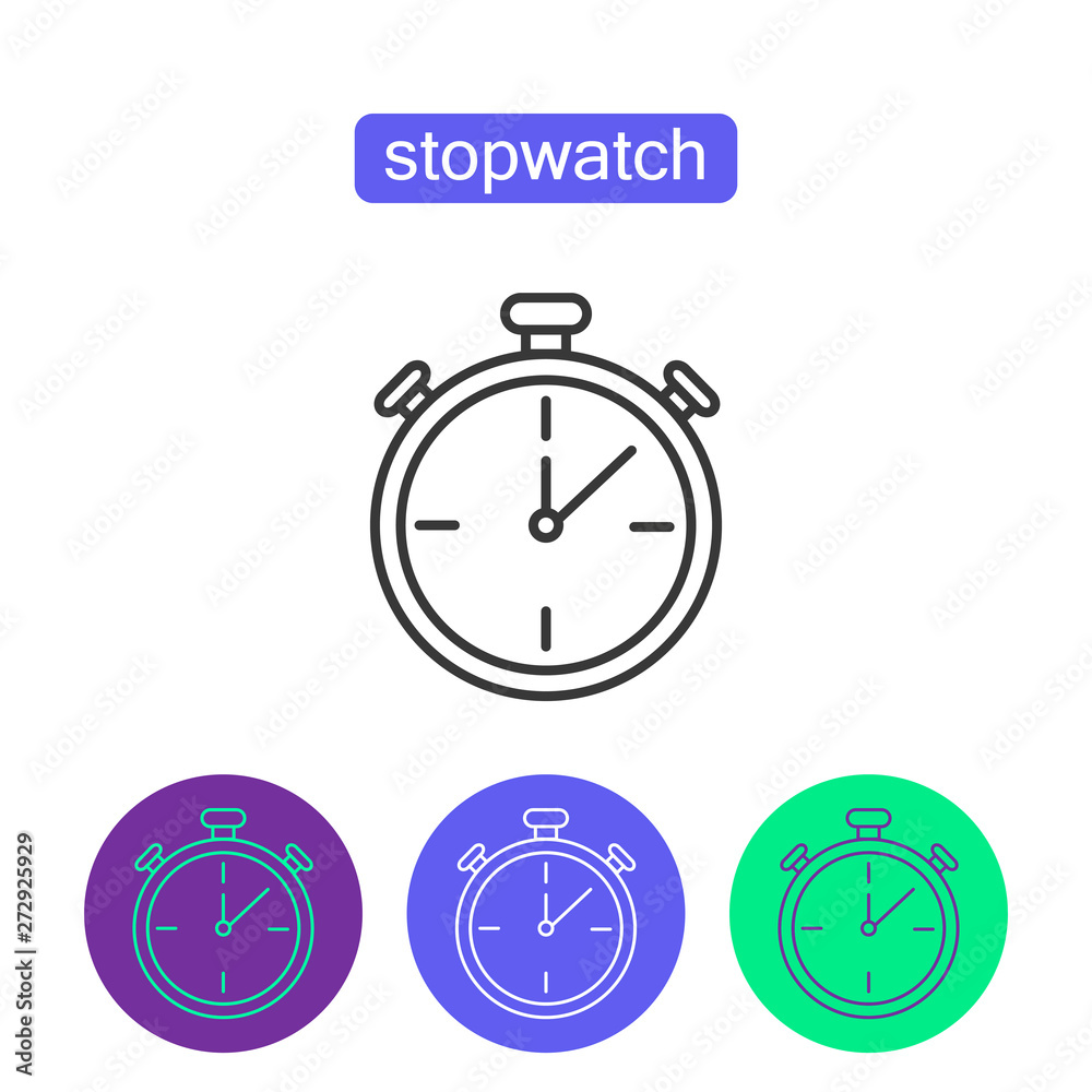 Classic stopwatch outline icons set. Classic stopwatch outline icons set.