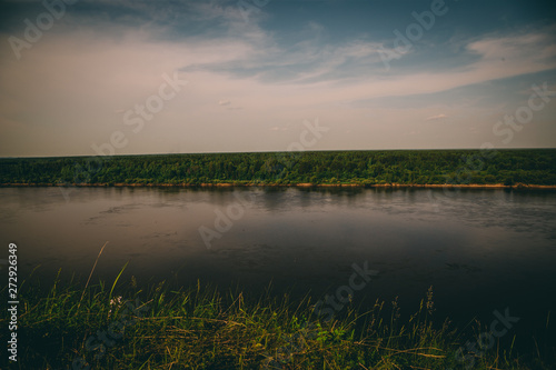 beautiful view from the high bank of the river