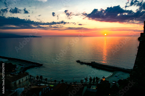 Canvas Print Sunset over the Ionian Sea in Pizzo Calabro, Vibo Valentia district, Calabria, Italy