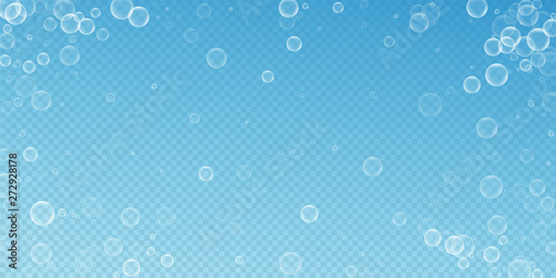 Random soap bubbles abstract background. Blowing b