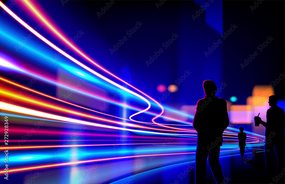 Vector art of dynamic light motion, light trail, high speed effect, traffic motion. light motion effect, slow shutter of traffic. Vector art of dynamic light motion, light trail, high speed effect, traffic motion. light motion effect, slow shutter of traffic.