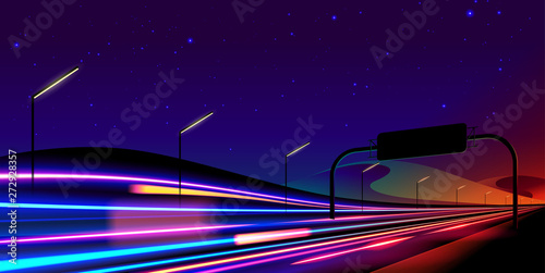 Vector art of dynamic light motion, light trail, high speed effect, traffic motion. light motion effect, slow shutter of traffic. 