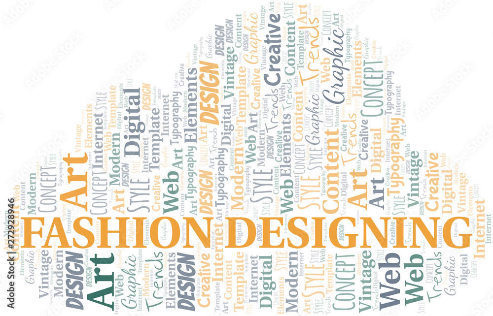 Fashion Designing word cloud. Wordcloud made with text only.