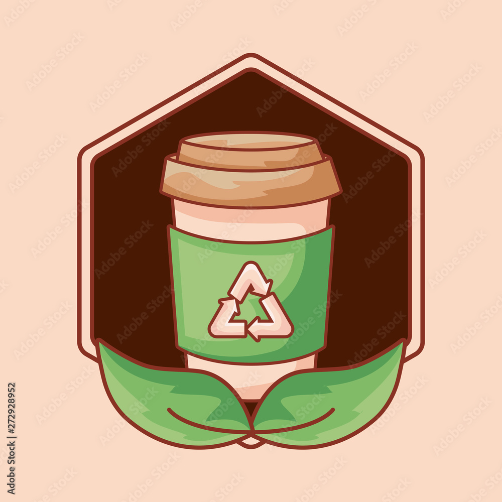 ecological bottle of beverage with natural leafs ecological bottle of beverage with natural leafs
